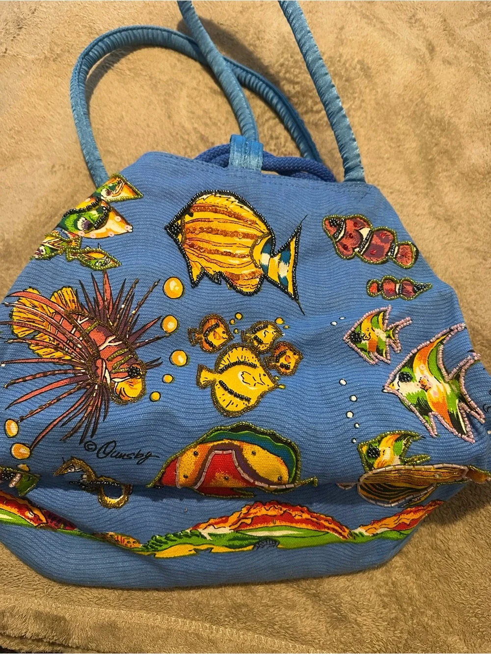 Blue Fish Print Pet Travel Bag - Unbranded BEACH BAG